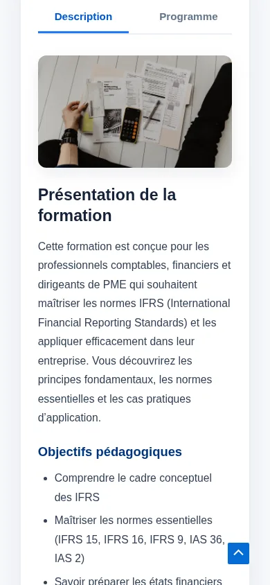 Programme d’une formation BEMS sur téléphone